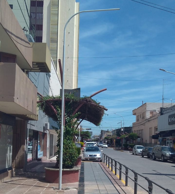 Colocación de columnas de alumbrado en calle Córdoba.