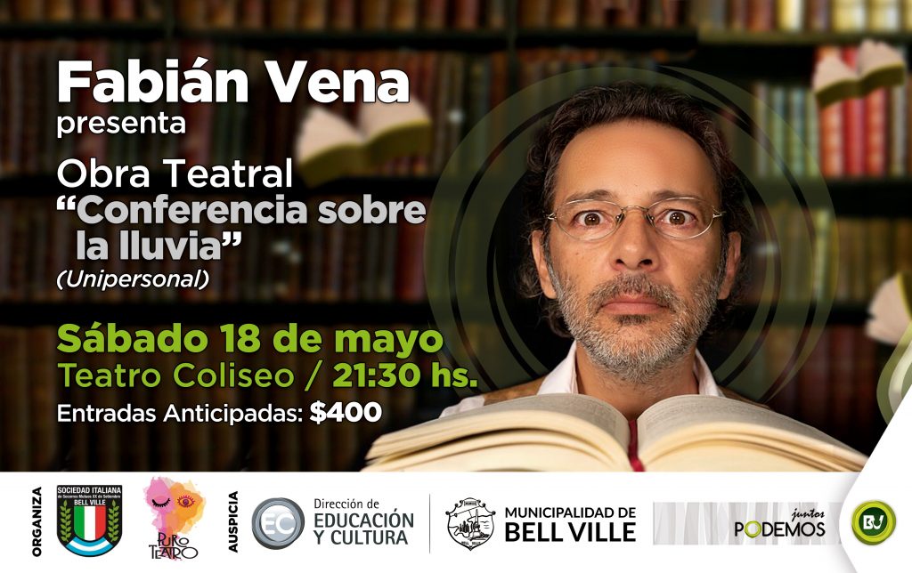 El extraordinario actor Fabián Vena se presentará en mayo en nuestra ciudad.