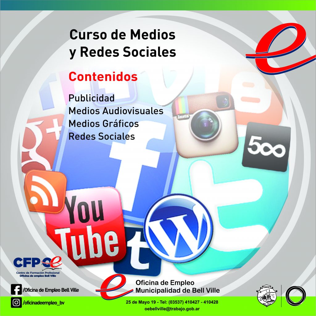 Dictarán curso de Medios y Redes Sociales en la Oficina de Empleo municipal.