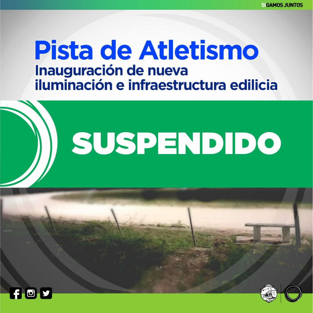 Por lluvia se suspendió la inauguración de la iluminación de la pista de atletismo.