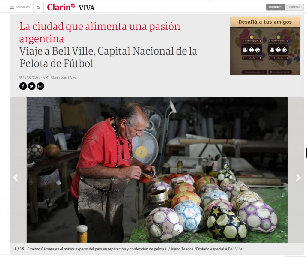 Interesante nota sobre Bell Ville y la Capital Nacional de la Pelota de Fútbol.