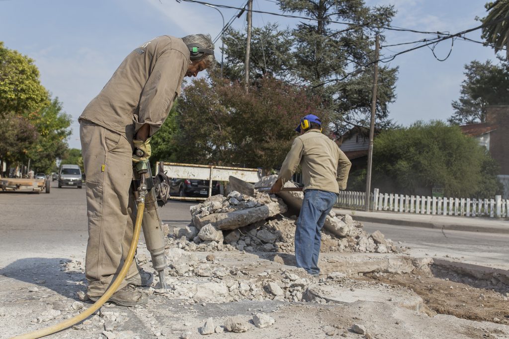 Reparación de calles de hormigón.