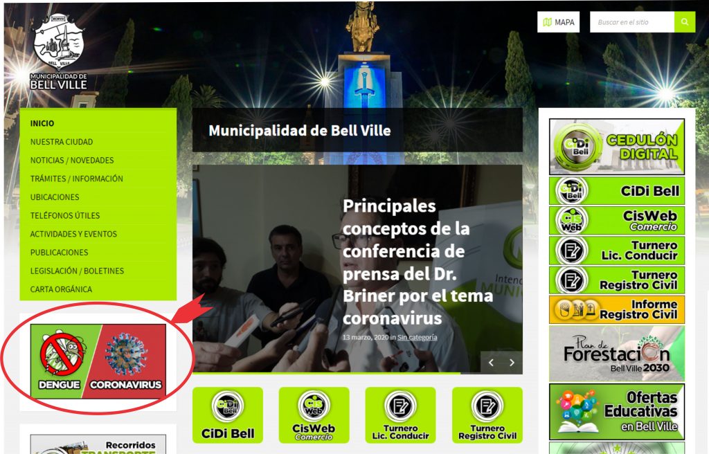 En la web del municipio se pueden consultar los Decretos por el coronavirus y dengue.