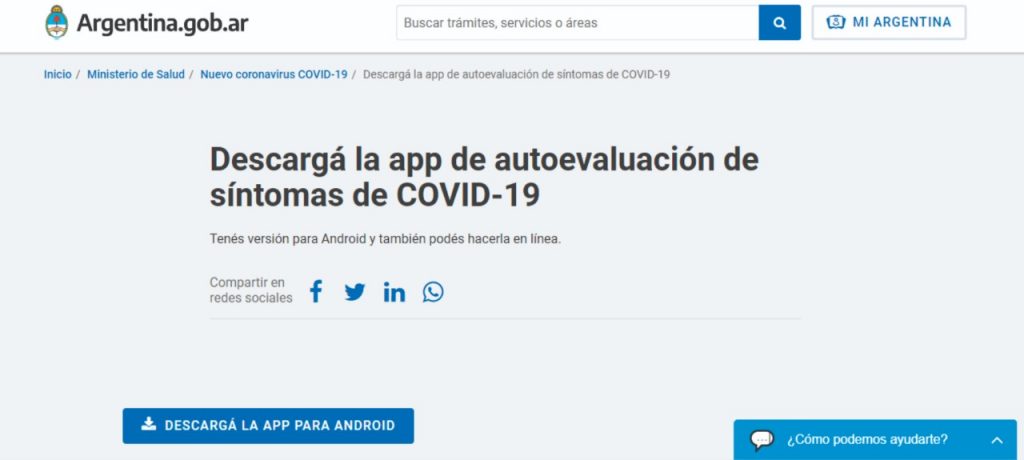 APP oficial para hacerse autoevaluación de síntomas de Covid-19