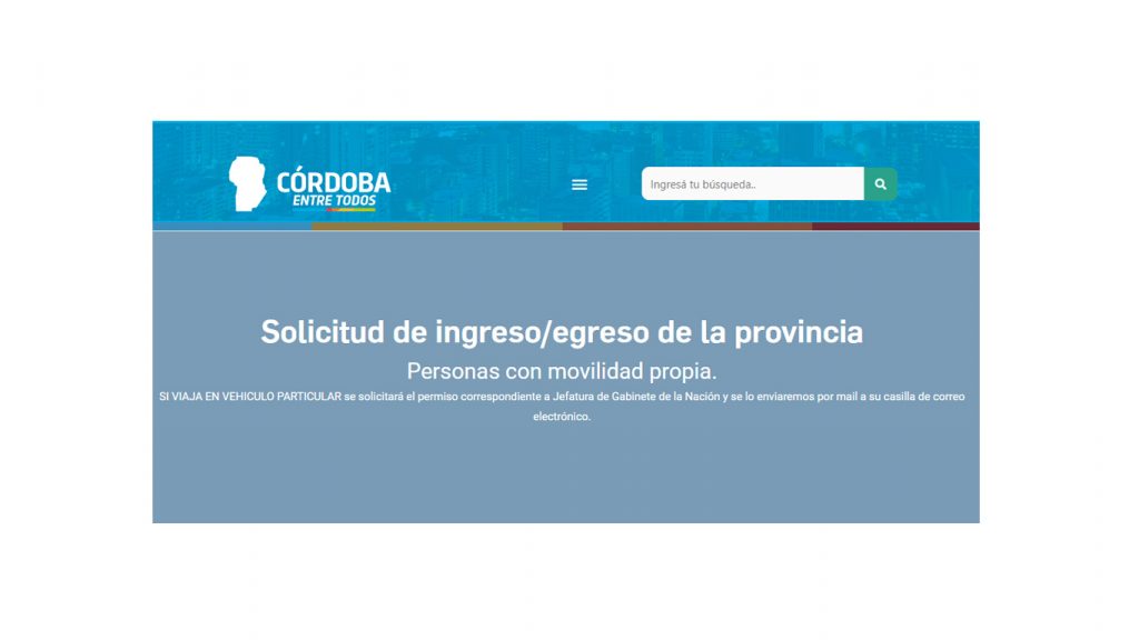 Permiso para ingresar o salir de la Provincia.