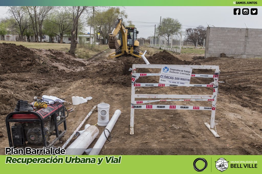 Obras de cloacas en el sector Sur de la ciudad.