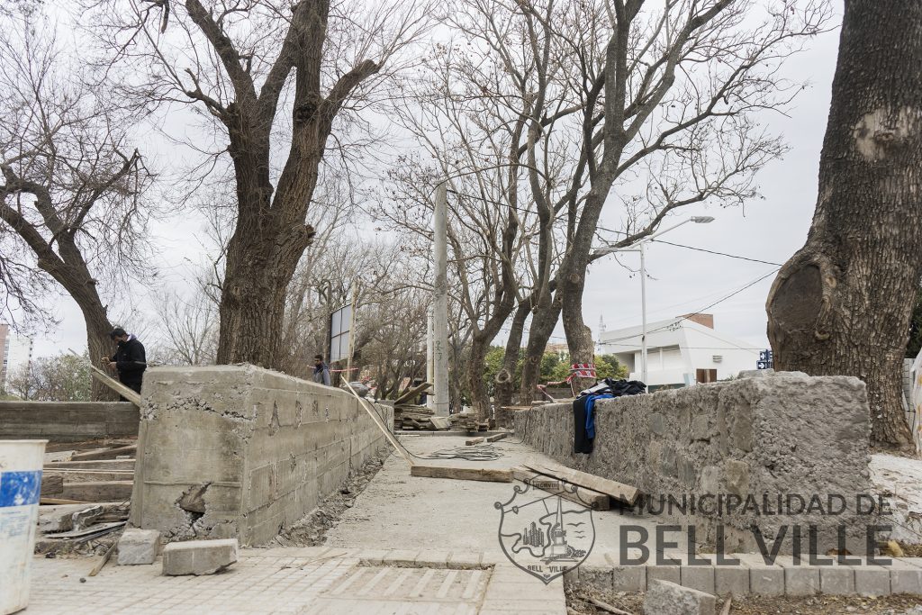 Se cumplen trabajos sobre la vereda Norte del Paseo Tucumán.