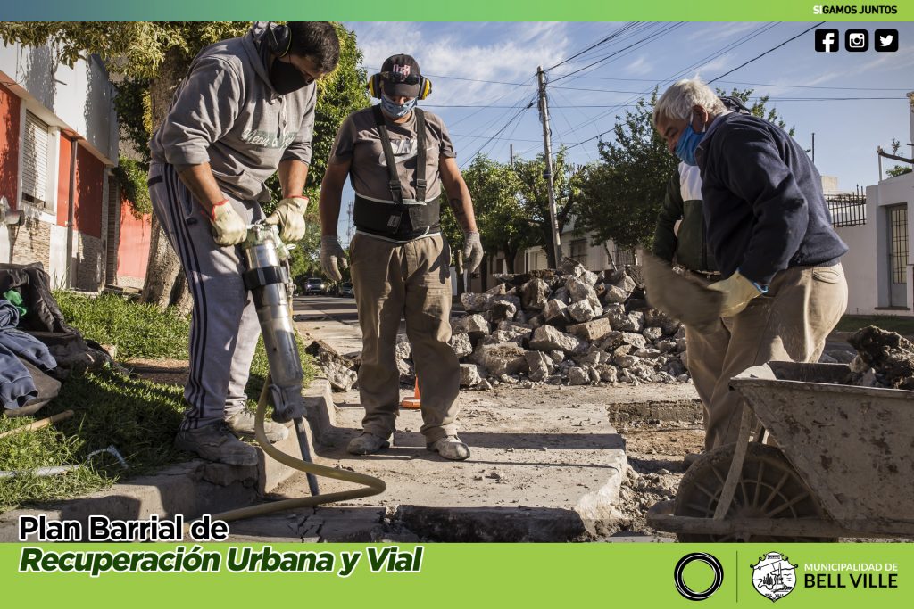 Con distintas obras en la ciudad continúa el Plan Barrial de Recuperación Urbana y Vial.