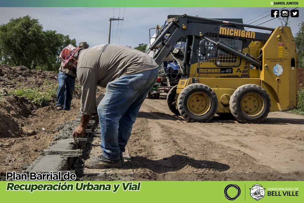 Se prosigue con la construcción de cordón cuneta en calle Constitución