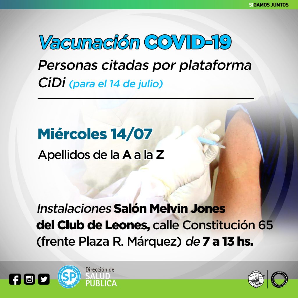 Mañana proseguirá el operativo de vacunación contra el Covid-19.