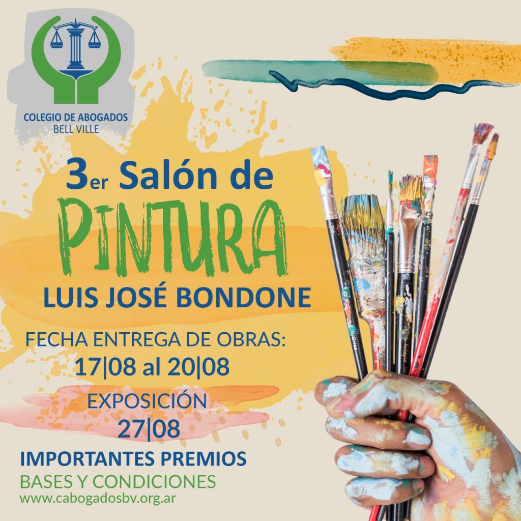 El Colegio de Abogados convoca a participar del 3º Salón de Pintura “José Luis Bondone”