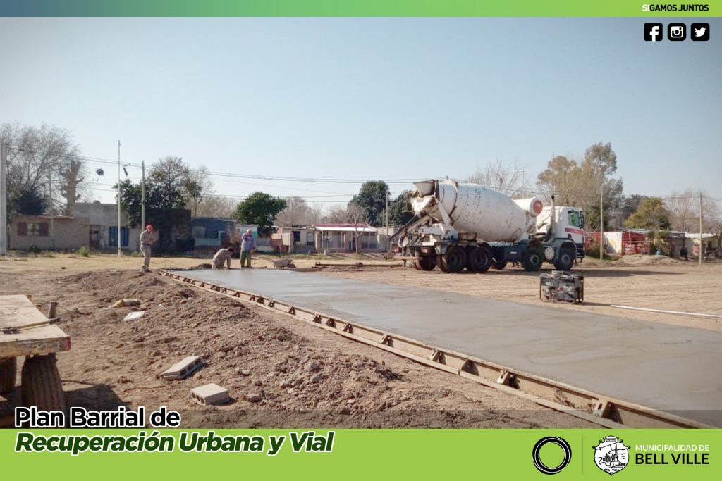 Se está hormigonando el playón deportivo del barrio Malvinas Argentinas