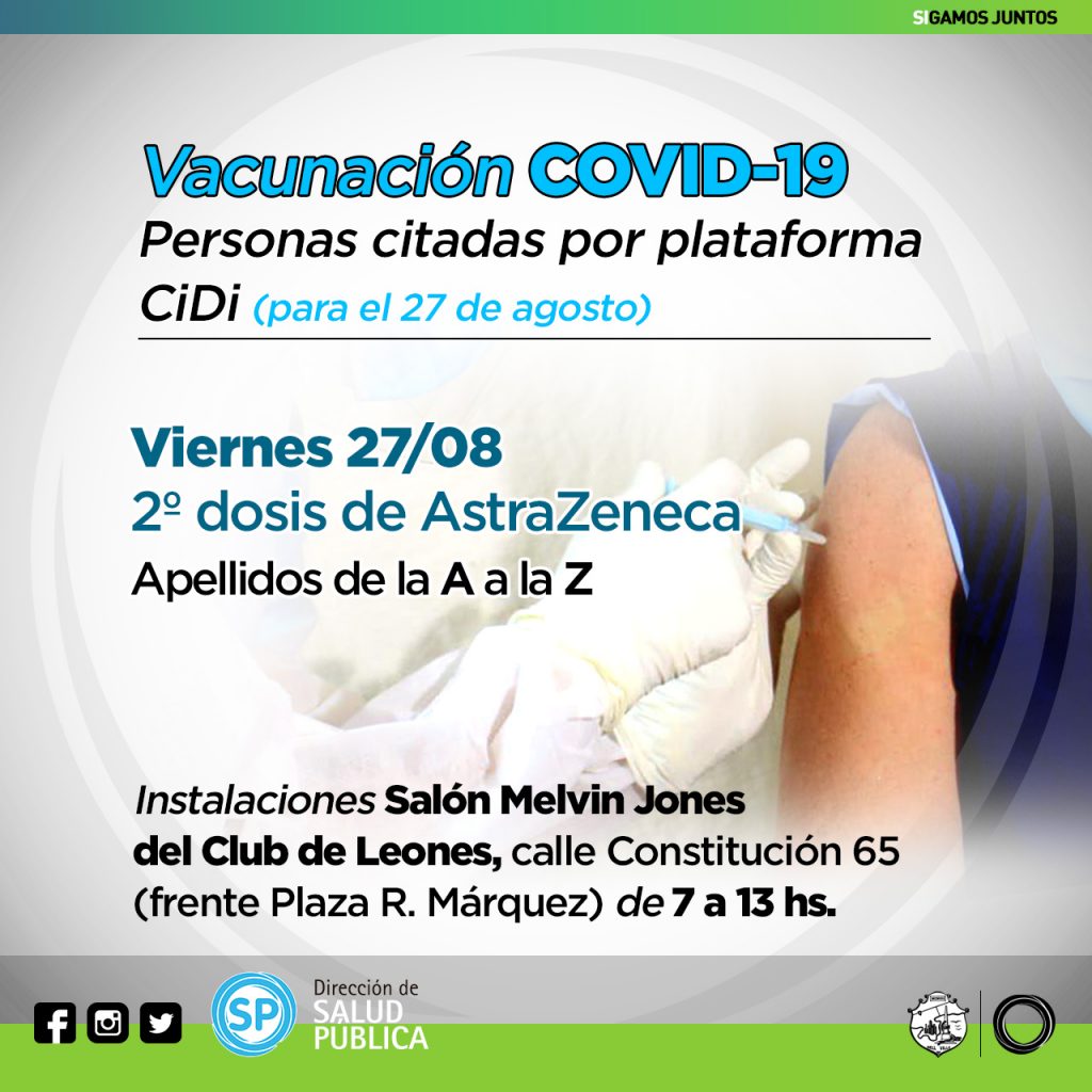 Covid 19: Mañana se aplicará segunda dosis de AstraZeneca.