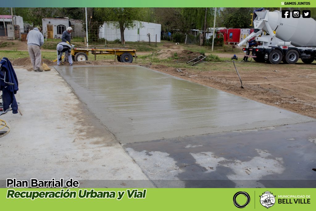 Finalizó el hormigonado del futuro playón deportivo del barrio Malvinas Argentinas