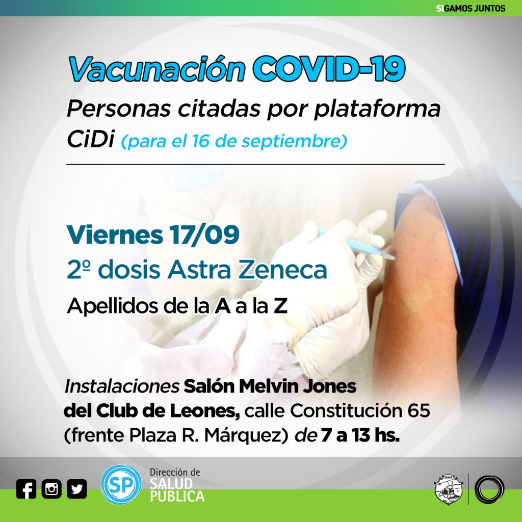 Covid 19: Mañana se vacunará con AstraZeneca a personas citadas para hoy jueves 16