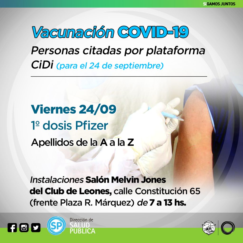 Importante: Programa del vacunatorio municipal para mañana viernes 24