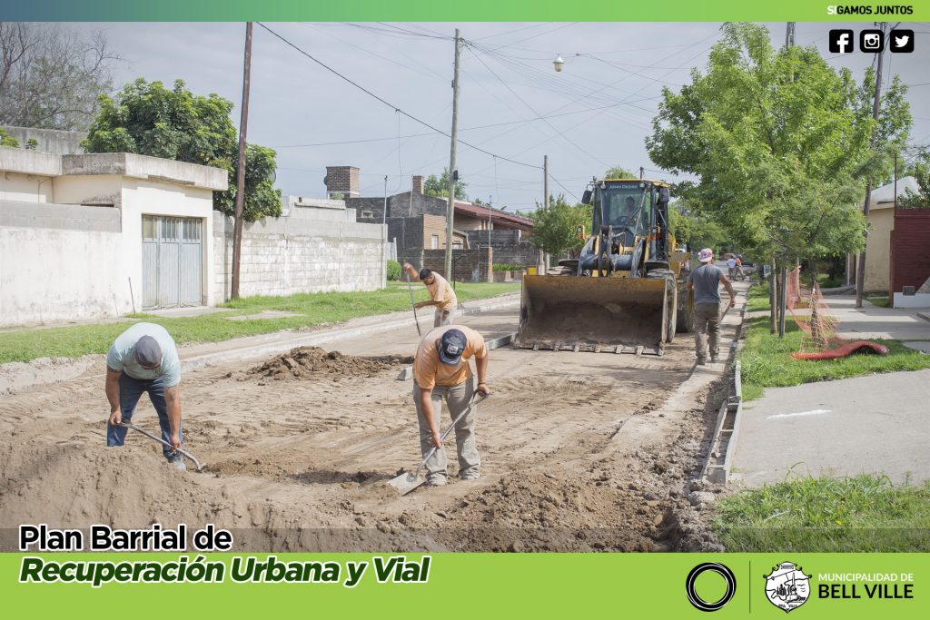 Se acondiciona la base para el inminente hormigonado de un tramo de calle Guillermo Roldán