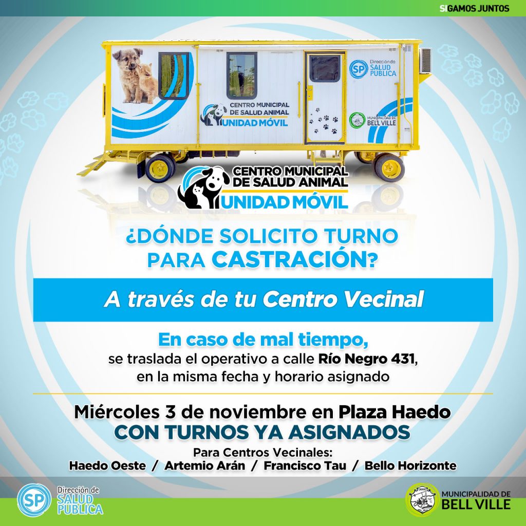 Por lluvia sigue suspendida la actividad en el Castrador Móvil para animales