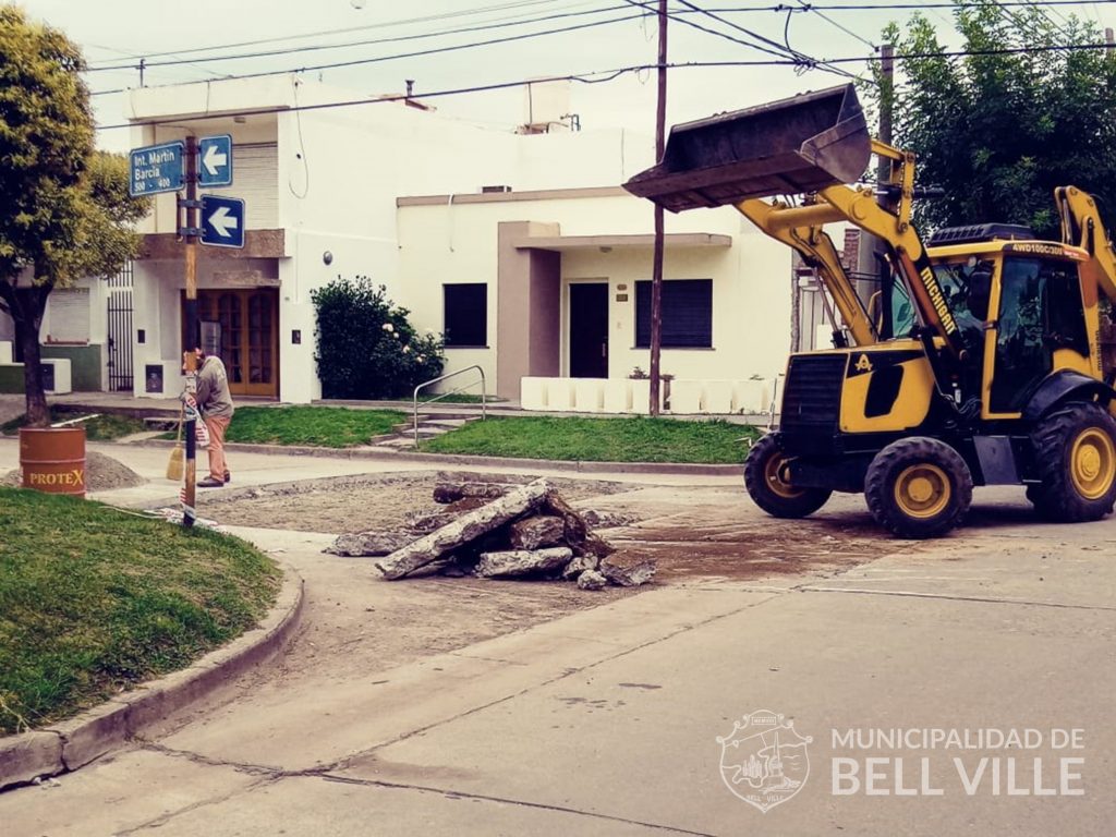 Bacheos en calles con hormigón