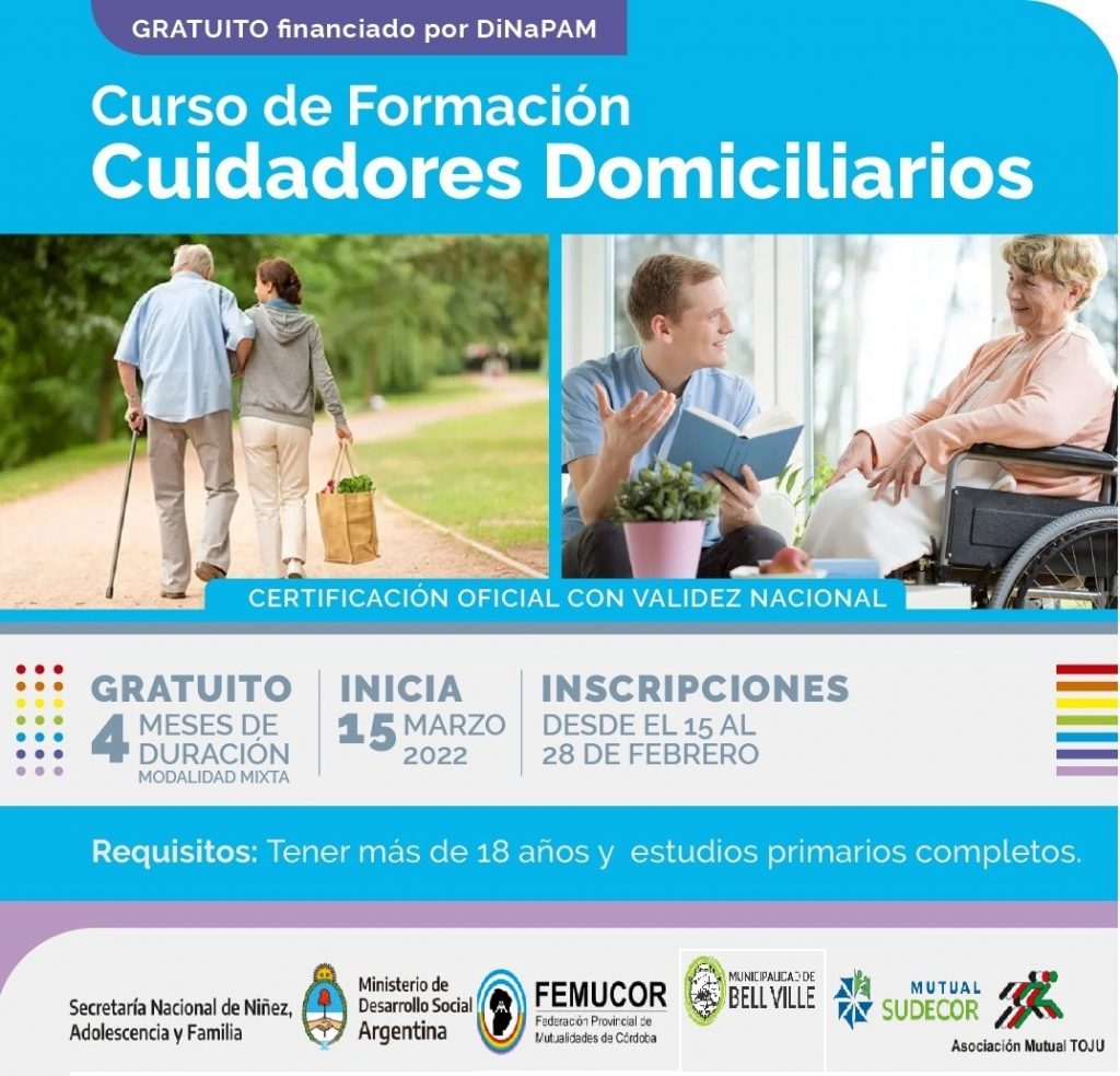 Inscripciones abiertas para el curso de formación de Cuidadores Domiciliarios