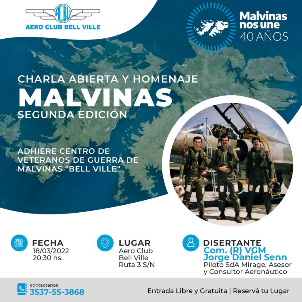 El viernes habrá una conferencia con un héroe de Malvinas en el Aero Club local