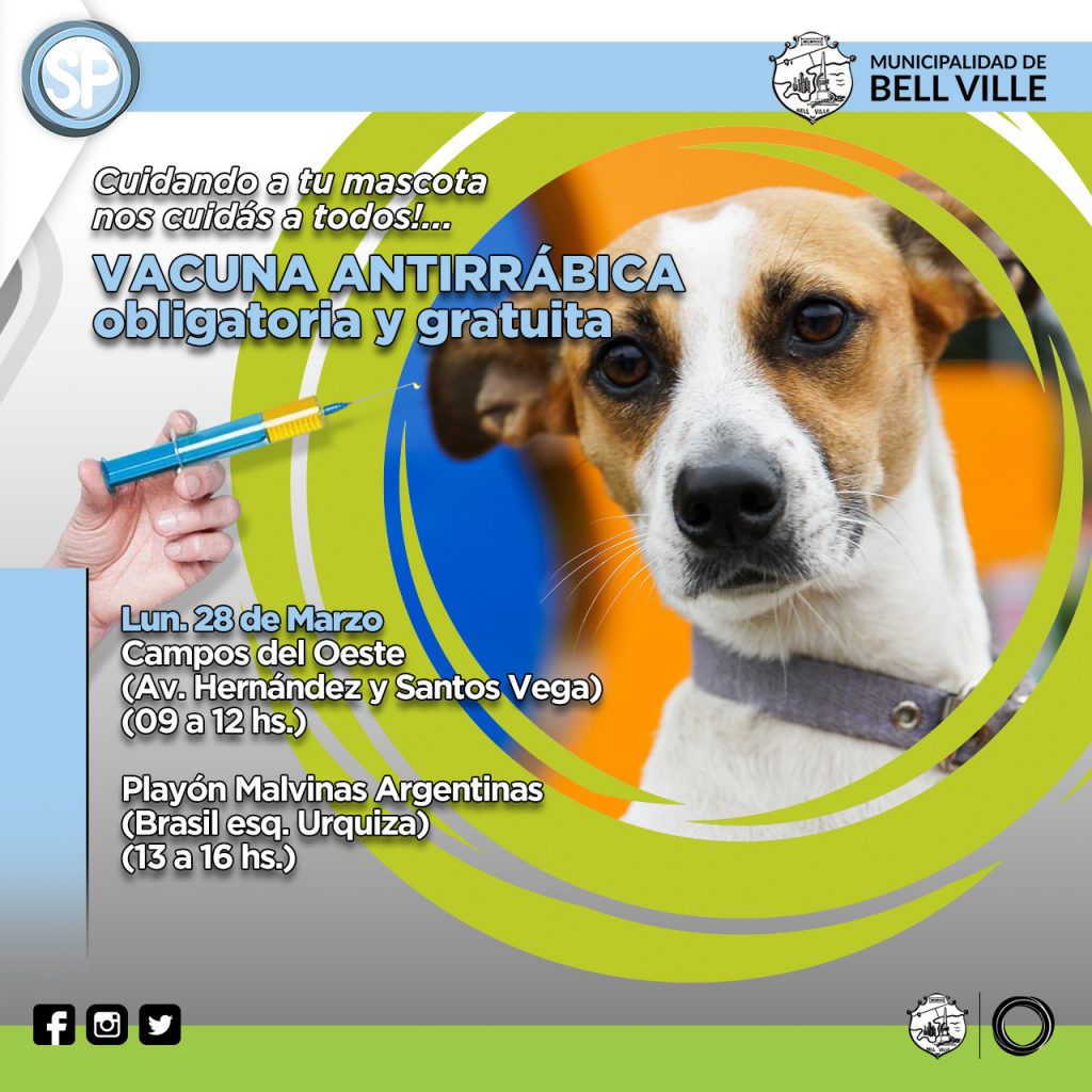 El próximo lunes prosigue el operativo de vacunación antirrábica