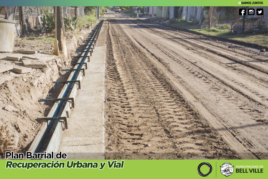 Obra de cordón cuneta en calle Urquiza