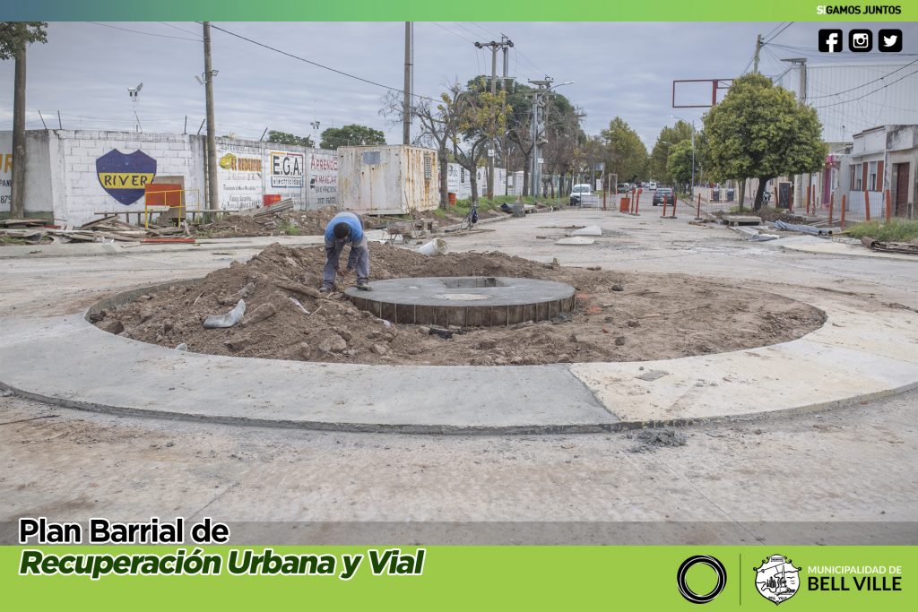 Avances en la obra de desagües y rotonda de bulevares Alcorta, Illia y Maipú