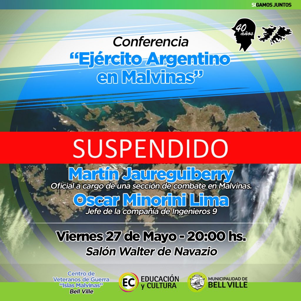 Se suspendió la conferencia de esta noche sobre Malvinas en el salón Walter de Navazio