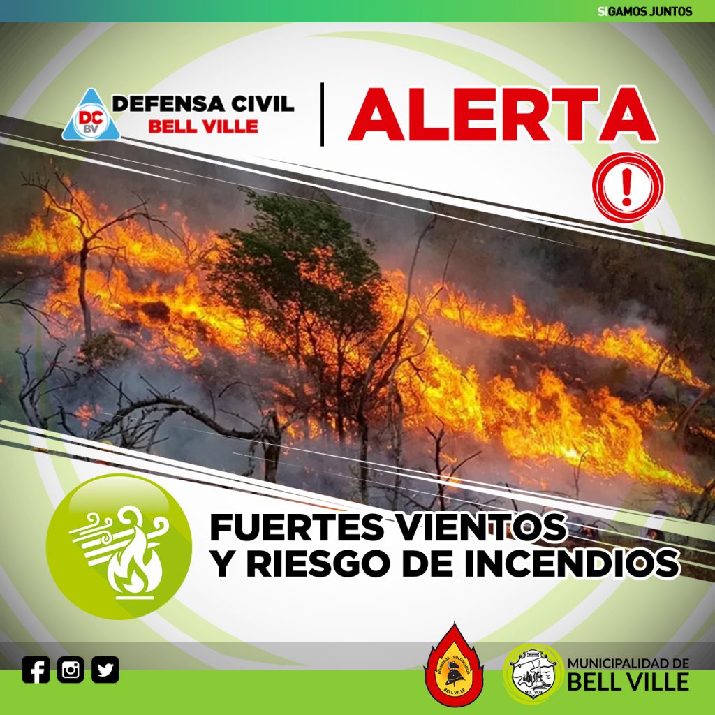 ALERTA POR FUERTES VIENTOS Y RIESGO DE INCENDIOS