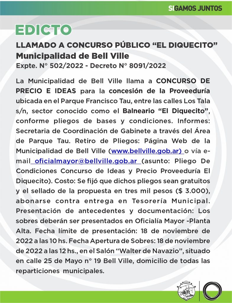 Se reitera el llamado a concurso para la explotación de la proveeduría El Diquecito