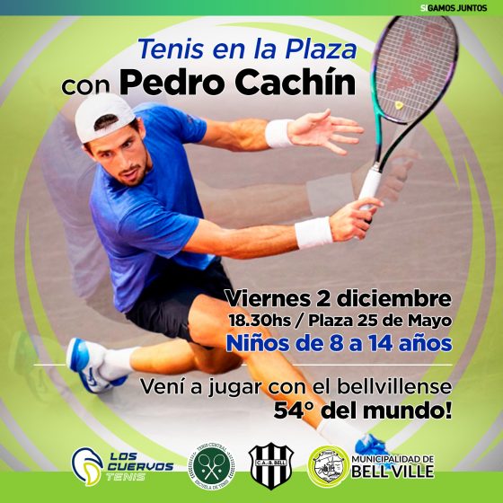 El viernes, habrá una exhibición de tenis del internacional Pedro Cachín con los niños