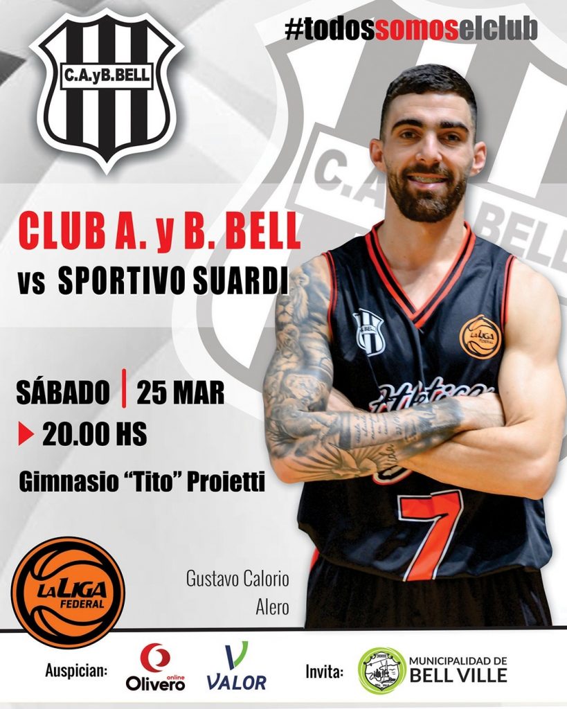 El sábado Bell recibe a Sportivo Suardi por la Liga Federal de Básquet