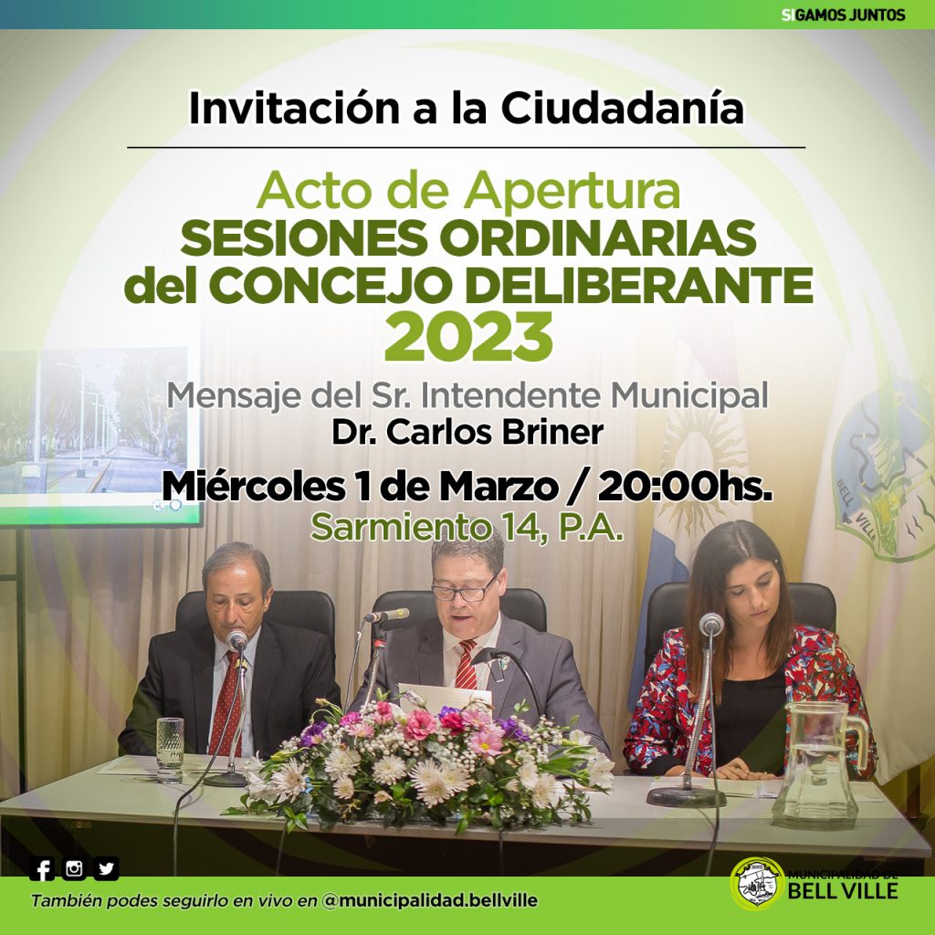 Mensaje del Dr. Briner en la apertura de sesiones ordinarias del Concejo Deliberante