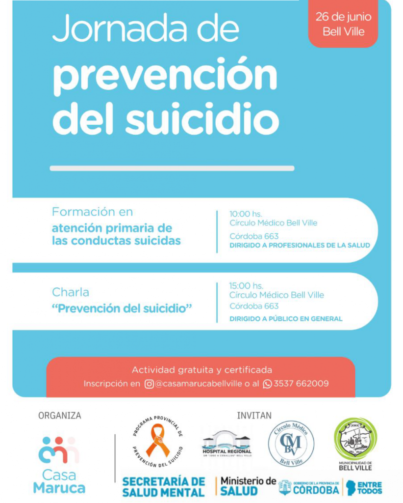 Se cumplirá en nuestra ciudad una Jornada de Prevención del Suicidio