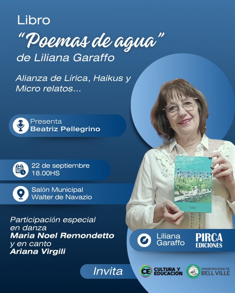 Liliana Garaffo presentará su libro “Poemas de Agua”