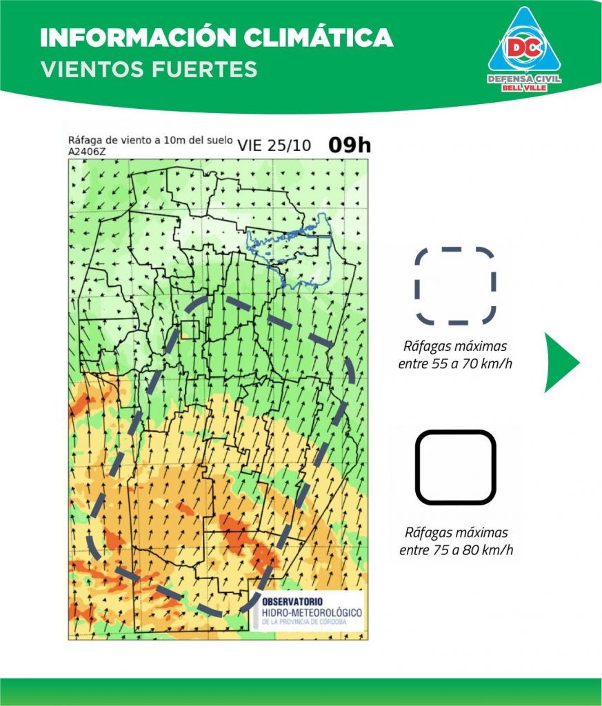 A lo largo del día persistirá el viento con ráfagas de entre 55 a 70 km/h