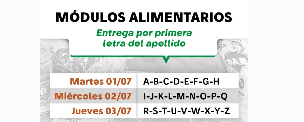 Comienza la entrega mensual de módulos alimentarios