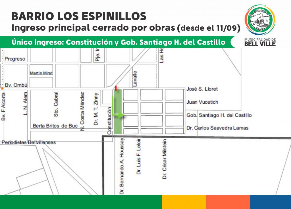 Por obras de alcantarillado, el ingreso a Los Espinillos será por Constitución y Santiago Castillo