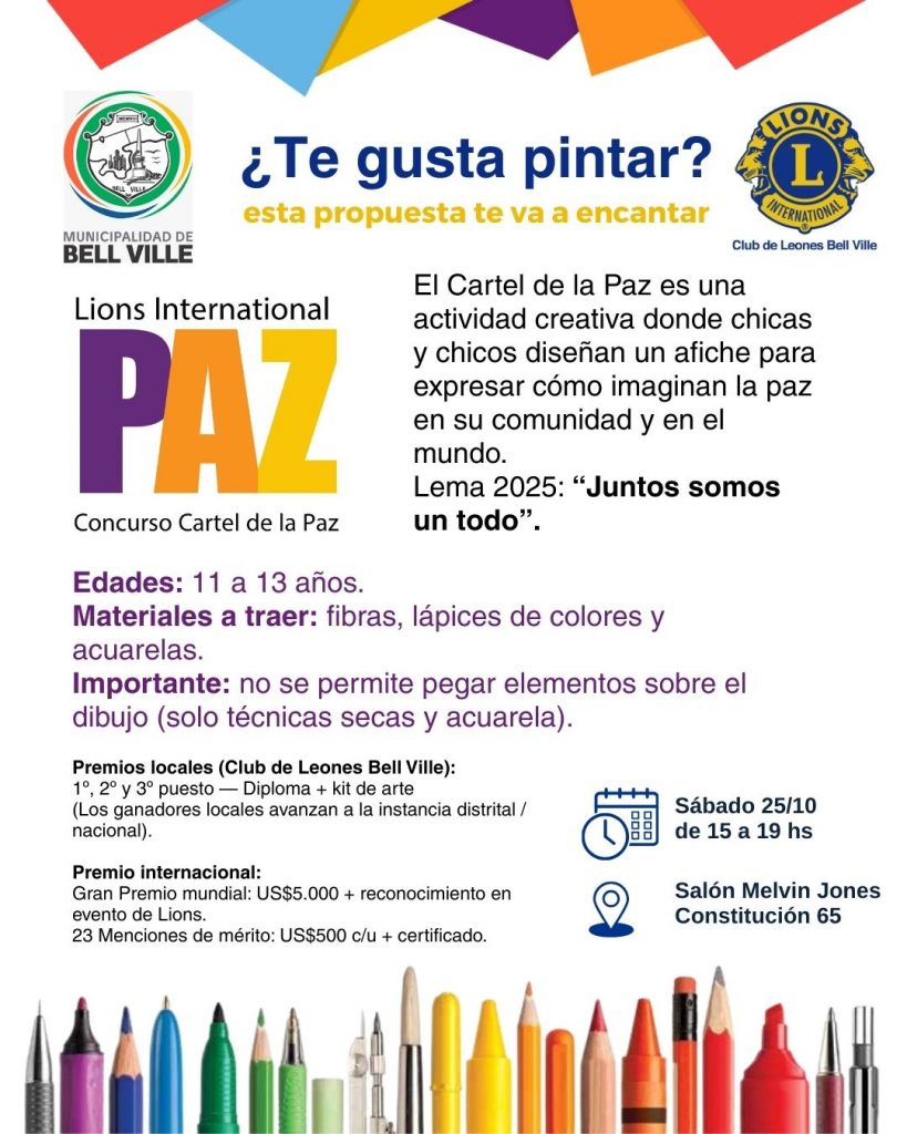 El Club de Leones y el municipio invitan a una jornada de pintura por la paz