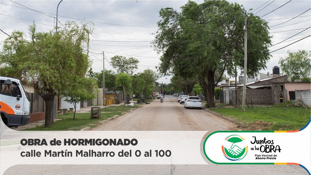 Con Juntos a la Obra, se hormigonará la calle Malharro del 0 al 100