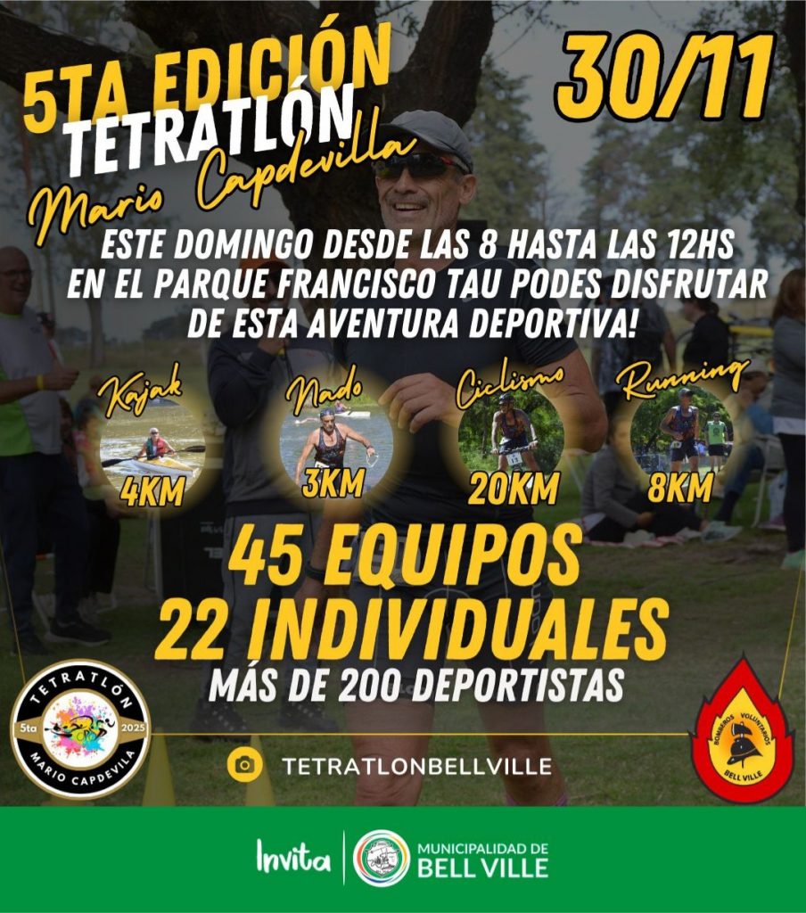 Cuenta regresiva para el Tetratlón Mario Capdevila: la cita es el domingo 30
