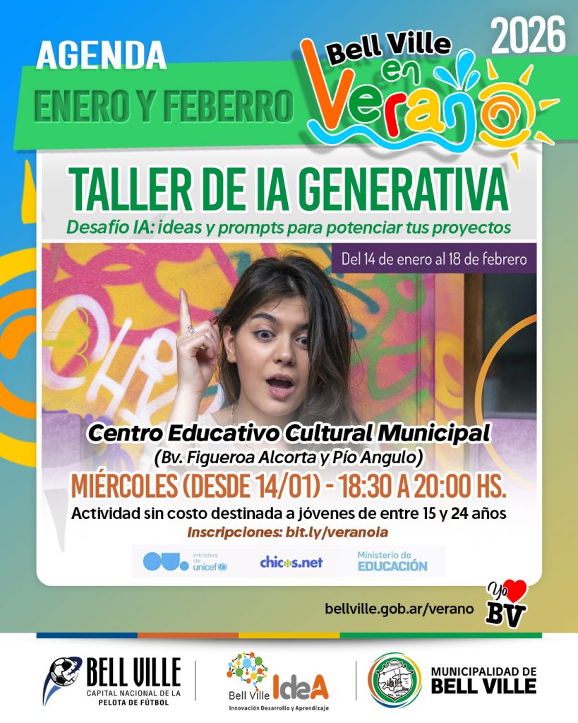 Bell Ville en Verano suma un taller gratuito de Inteligencia Artificial para jóvenes