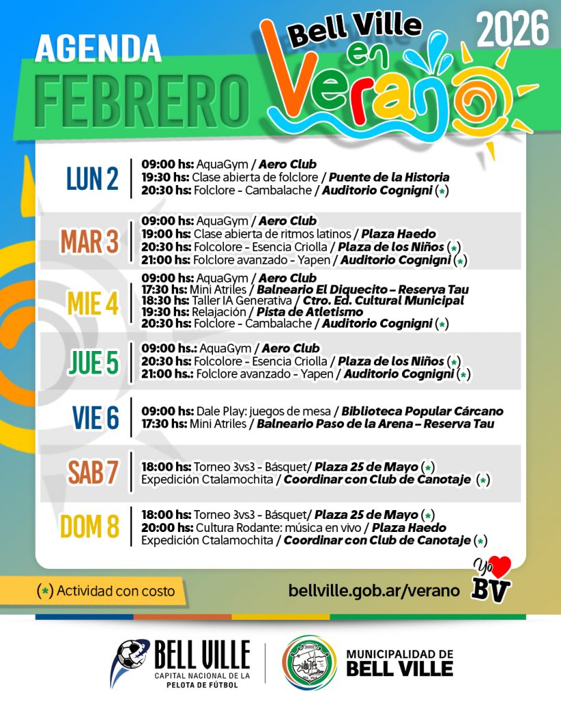 Seguí activo en febrero con la grilla de actividades municipales