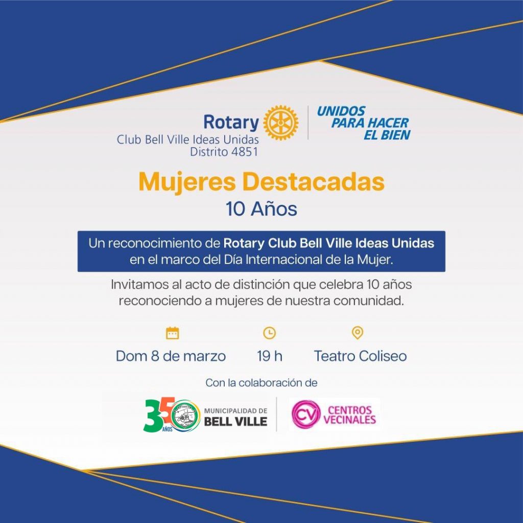 Rotary Club Ideas Unidas premiará a las mujeres destacadas este domingo, en el Coliseo