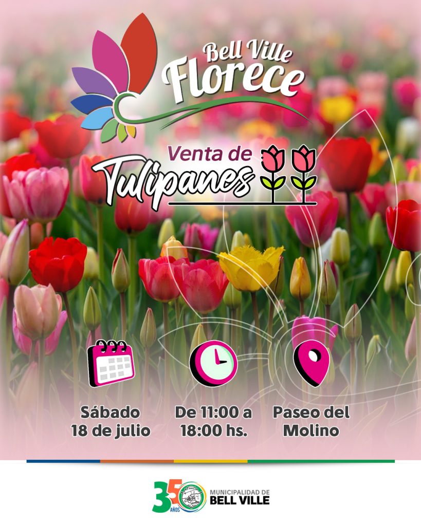Con un stand de tulipanes, Bell Ville Florece participará el sábado de la feria del Paseo del Molino