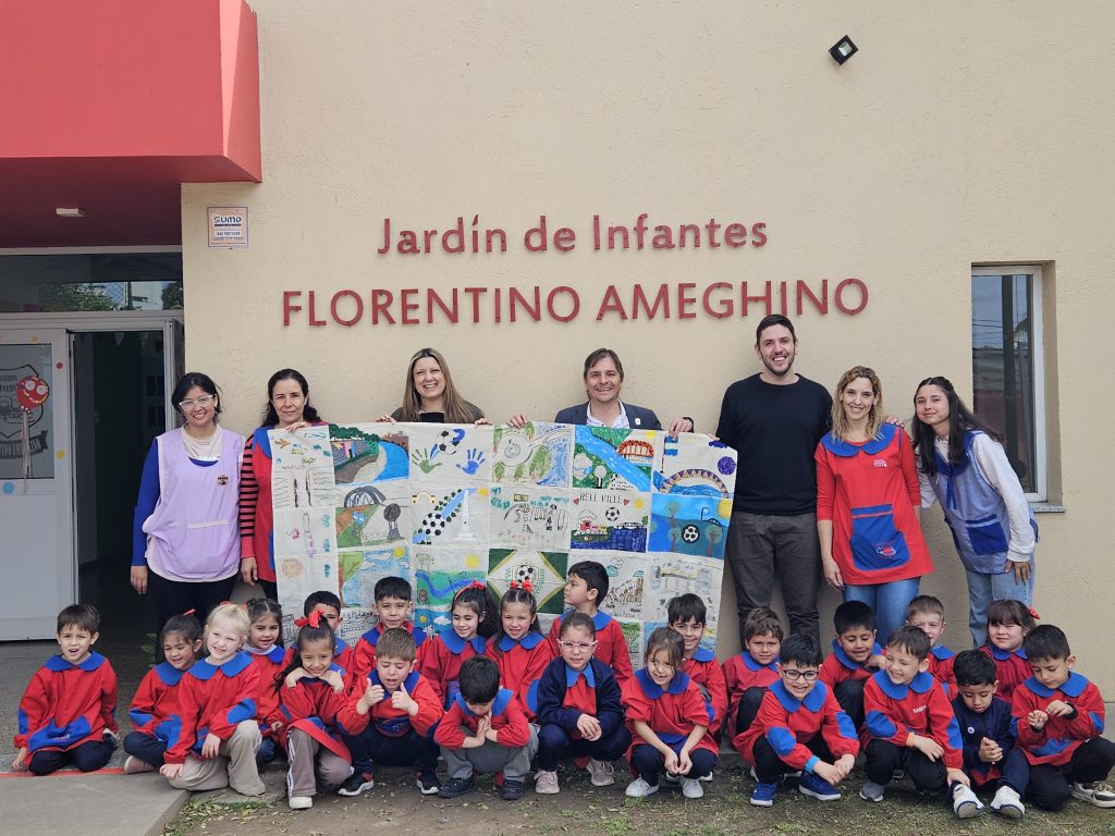 Alumnitos de la Florentino hicieron una hermosa bandera que refleja lo mejor de Bell Ville